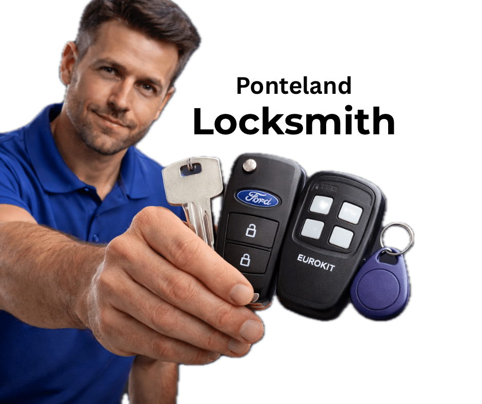 Locksmith holding house key, car key and access fob in Ponteland