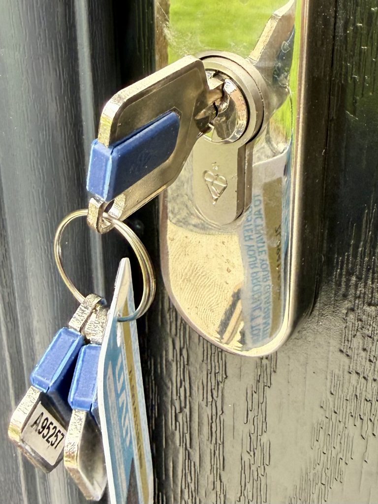 UAP 1 star euro cylinder lock replacement on front door in Foxton Mill Cramlington by local locksmith